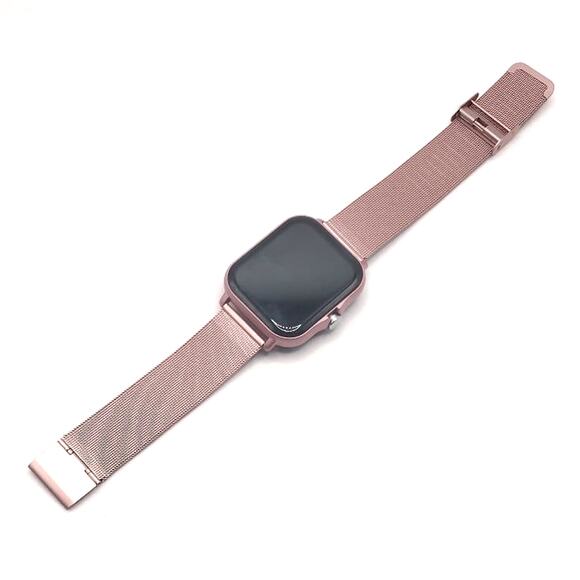 Pink Smartwatch Stainless Steel for Android or Apple Fitness Sleep Heart Tracker - Picture 1 of 10